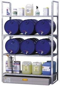 Regál na sudy typ 540 se sklolaminátovou záchytnou vanou (obrázek pro) Regál na sudy typ 540 se sklolaminátovou záchytnou vanou