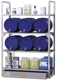 Přístavný regál na sudy typ 540 s laminátovou záchytnou vanou (obrázek pro) Přístavný regál na sudy typ 540 s laminátovou záchytnou vanou