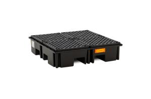 (obrázek pro) Záchytná vana PE 220/4 pro paletu 120x120 cm, 123x123x26 cm, PE rošt