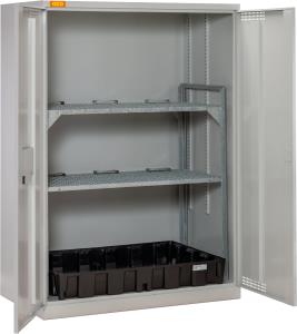 (obrázek pro) Kovová skříň na 60 l sudy 14/20 s polyethylenovou záchytnou vanou