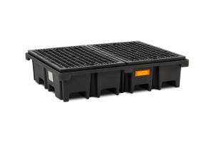 (obrázek pro) PE záchytná vana 425/4 - 2 palety napříč vedle sebe, PE rošt